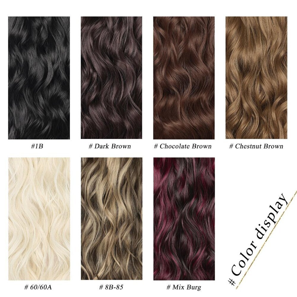 Long Wavy Clip in Hair Extensions Synthetic 22 Inch Dark Red Burgundy Women - Picture 8 of 8